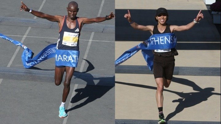 Edwin Kiptoo and Sukaina Atanane the winners of the 40th Athens Authentic Marathon