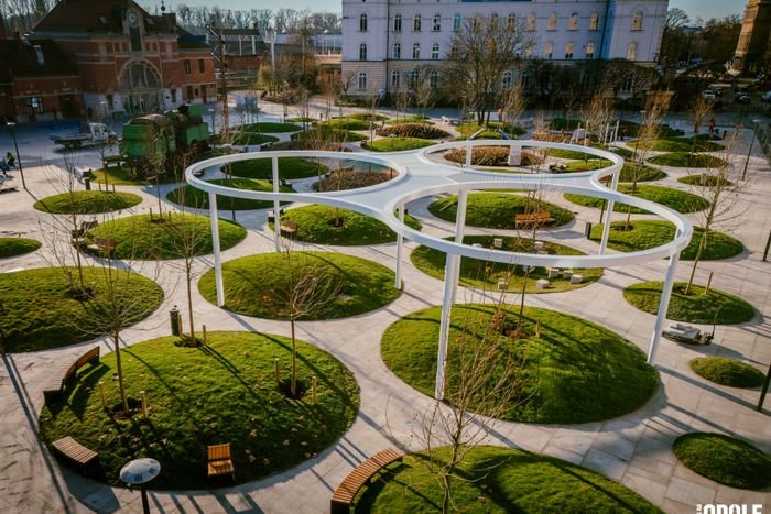 Opole transforms into showcase for city’s forward thinking philosophy after replacing ‘miserable looking car park’ with trees and geometric green islands