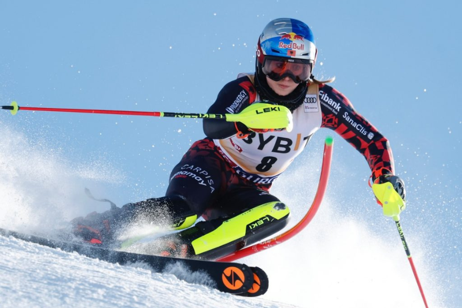 Albanian ski star claims podium in Austria